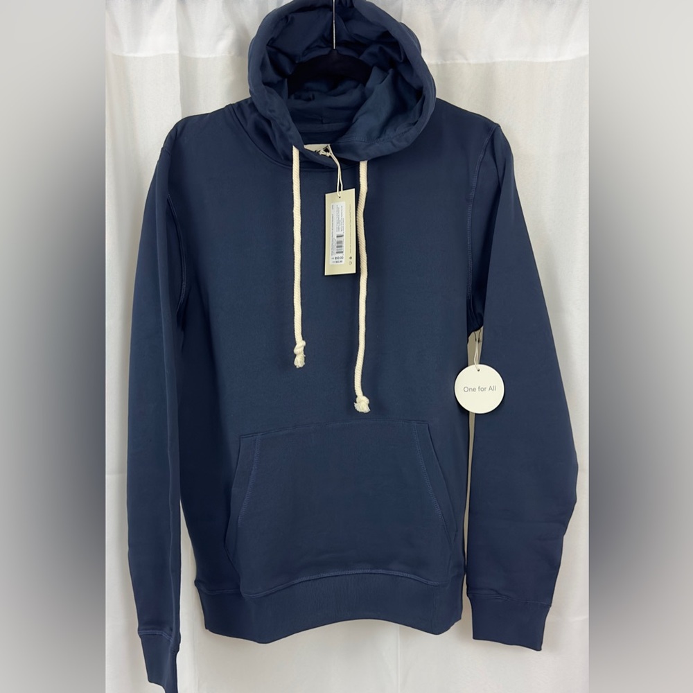 Pact Navy Blue Hoodie with Cream Drawstrings